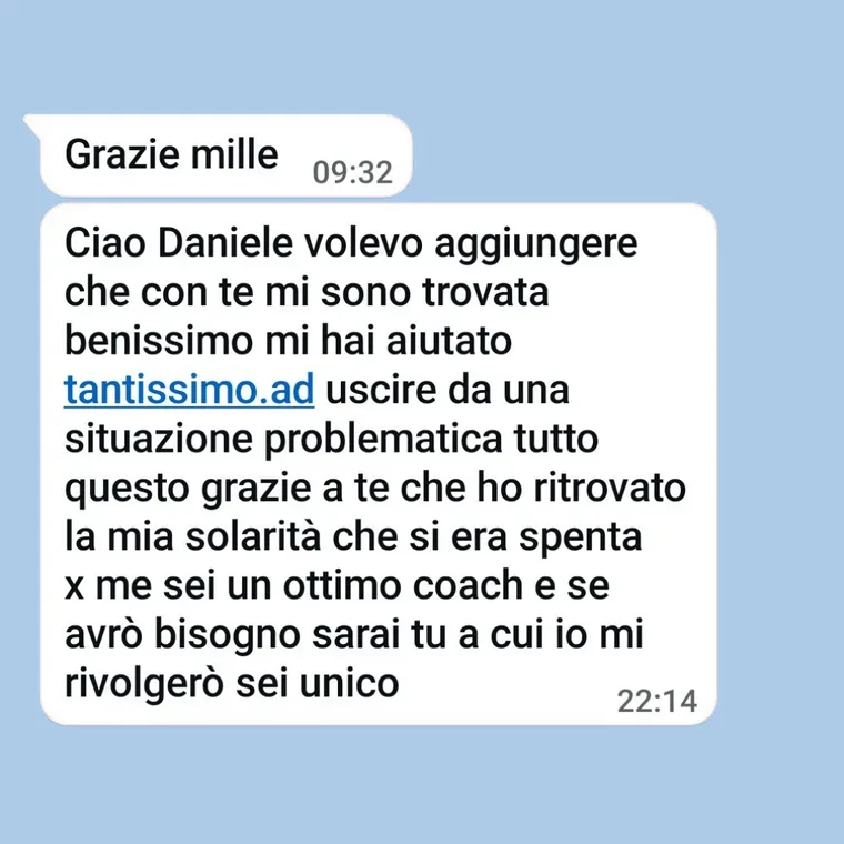 Messaggio WhatsApp di un genitore seguito da Daniele Severi